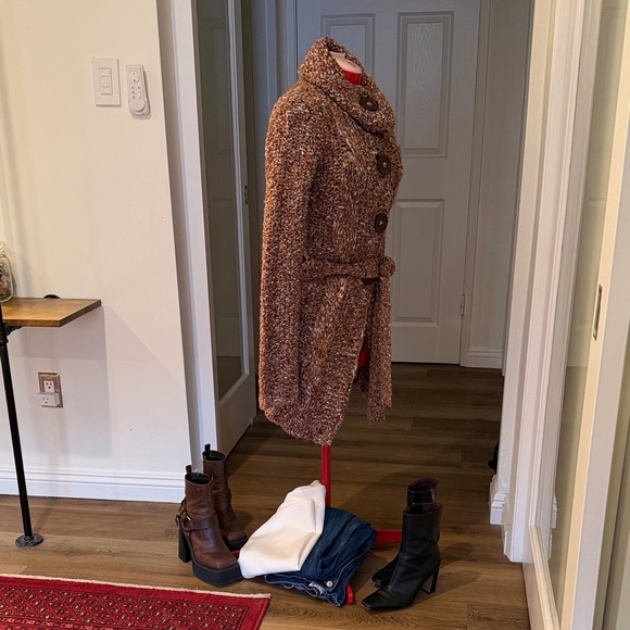 Free People Women's Brown Belted Coat - Picture 6 of 10